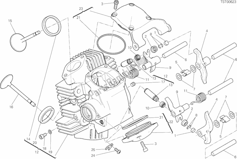 Todas as partes de Cabeça Horizontal do Ducati Scrambler 1100 Thailand 2019